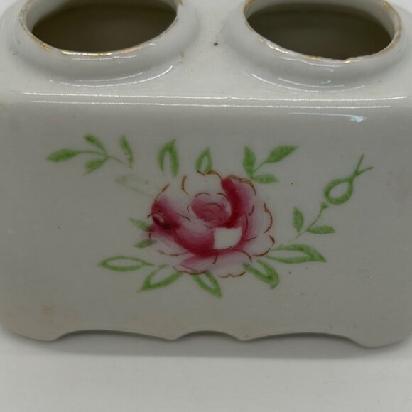 Vintage Ceramic Cat Salt & Pepper Shakers Nodders Floral Base Orange & White - Picture 11 of 16